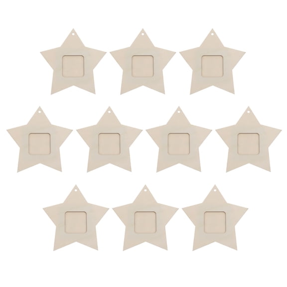 HERFIER 10pcs Mini Wooden Star Photo Frames DIY Home Decor