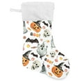 thumbnail image 2 of SKYSONIC Halloween Ghost Pumpkin Christmas Stocking 2pcs, Large Fireplace Xmas Hanging Stockings with Plush Cuff for Family Holiday Party Decorations, 17.71 x 12.20 Inch, 2 of 7