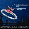 thumbnail image 2 of Gem Stone King 14K White Gold Pink Topaz Solitaire Engagement Ring for Women | 1.30 Cttw | Princess 6MM | Gemstone November Birthstone | Size 6, 2 of 6