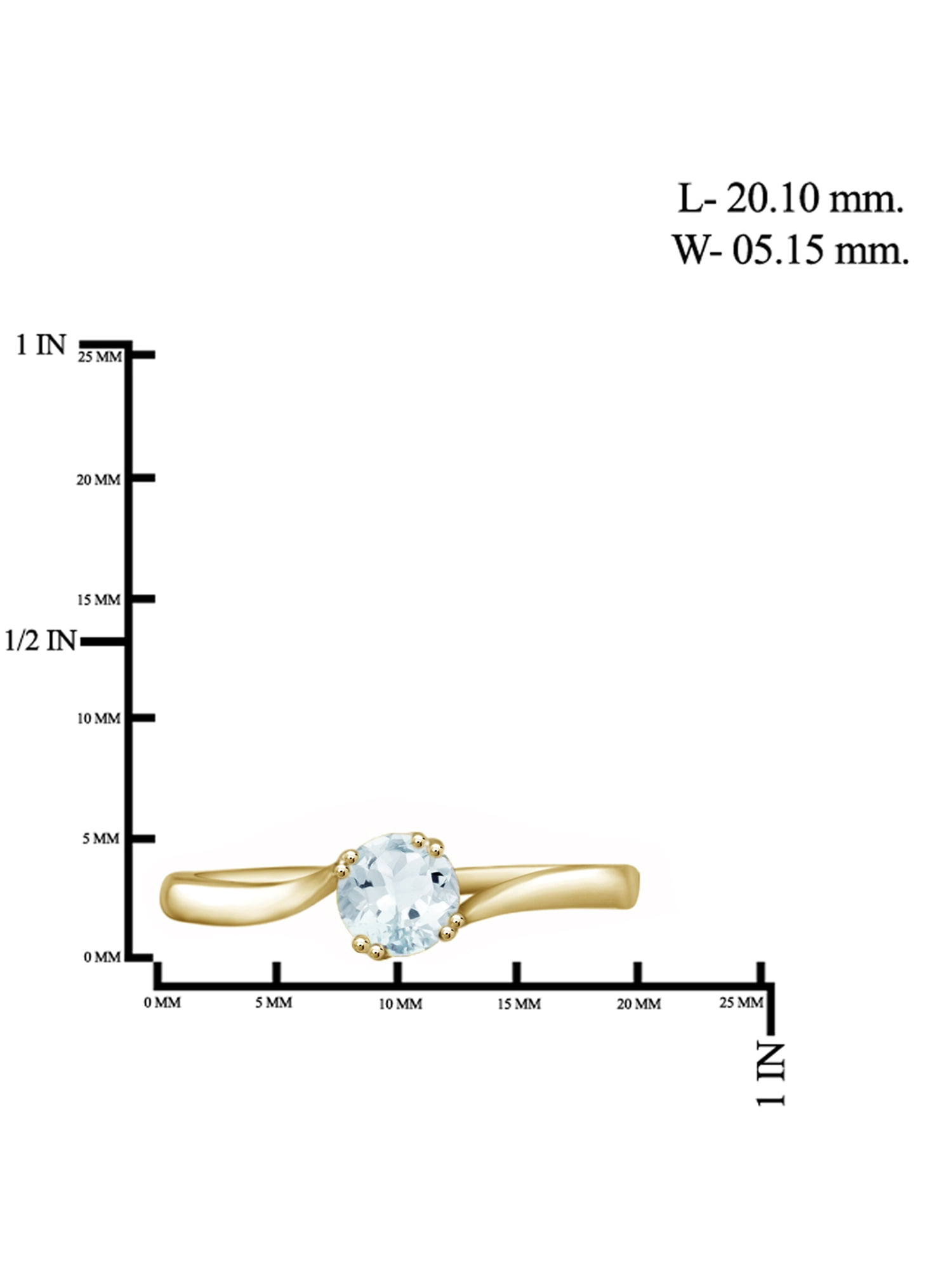 1/2 Carat T.G.W. Aquamarine 14K Gold Over Silver Ring