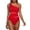 F17 Red, variant on Curuila One Piece Swimsuit Women Solid Color One Shoulder Neck Mesh Comfortable Bathing Suit For Swimming Red Size S