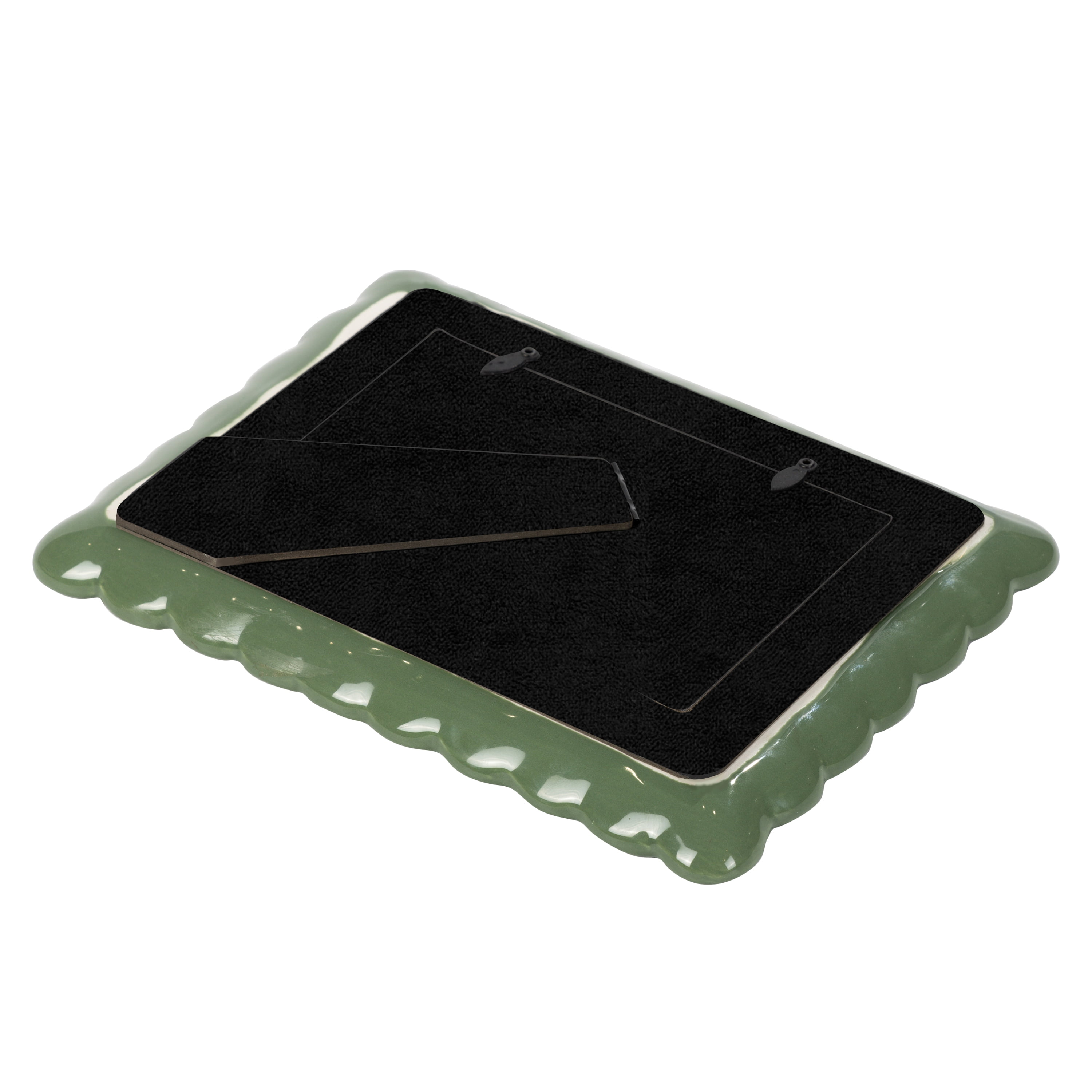 Sterling & Noble Home – 6x4 Picture Frame – Double Ruffle Green Ceramic Photo Frame