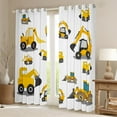 thumbnail image 2 of Construction Truck 30%-50% Blackout Curtains, Cartoon Tractor Car Curtains Excavator Bulldozer Curtains & Drapes, Equipment Trucks Window Treatments for Teens Youth, Yellow White, 2 of 5