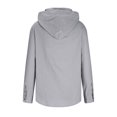 thumbnail image 6 of Busydd Shirts for Men Casual Oversized Drawstring Linen Shirt Solid Color Long Sleeve Button Hooded Men's Clothing 4XL, 6 of 9