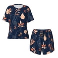 thumbnail image 4 of Picia Autumn Leaves With Blue Pajamas Sets for Women Soft Short-Sleeved Pjs with Lounge Shorts Two Piece Sleepwear-Large, 4 of 9