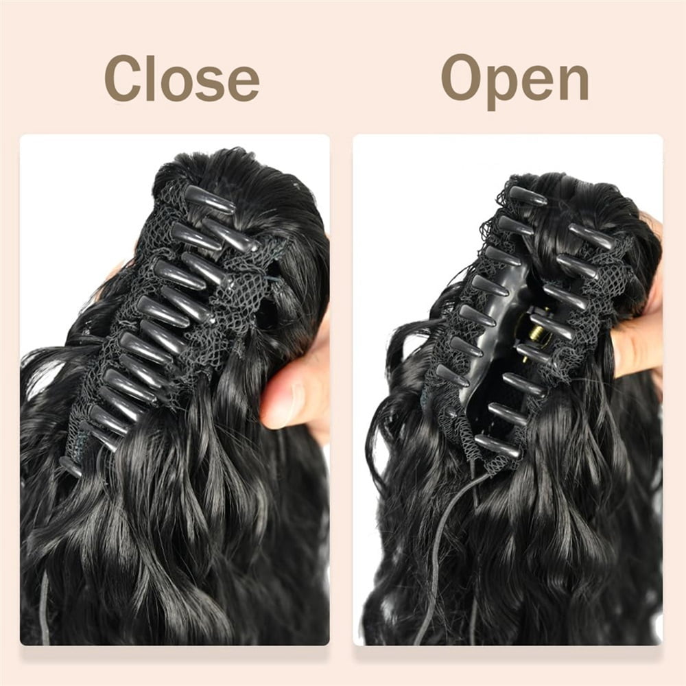 Long Wavy Curly Ponytail Hair Extension 18" Synthetic Claw Clip Ponytail Fake Hair Piece