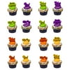 Happy Halloween Spooky Boo Trick or Treat -24pk Cupcake / Desert / Food Decoration Topper Picks with Favor Stickers & Sparkle Flakes