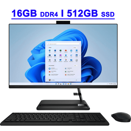 Lenovo IdeaCentre AIO 3 27 Premium All-in-One Desktop 27" FHD IPS Anti-glare Touchscreen 99% sRGB AMD 6-core Ryzen 5 7530U 16GB DDR4 512GB SSD 5.0MP Camera HARMAN Win11 Black