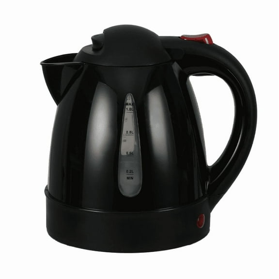 Electric Kettle 150W 1L Black Road Hot Water Boiler Stainless Steel Liner Auto Shut Off Tea Kettle Car Cigarette Plug 12V For Sedans SUVs