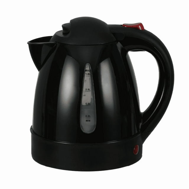 250W Portable Car Electric Kettle 1000ml Heated Water Tea Coffee Kettle Auto Shut Off for Road Trip Truck Black