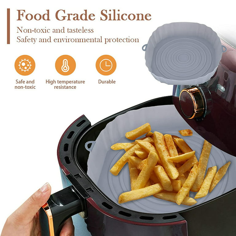 Square Air Fryer Silicone Pot, 8 Inch Reusable Heat Resistant Food