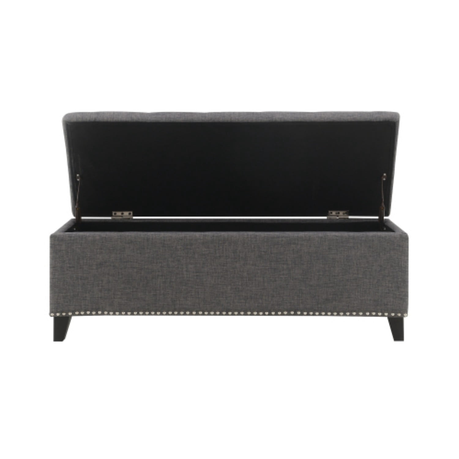 47.5" Storage Ottoman Bench with Safety Hinge, Linen Tufted Storage Bench for Bedroom, Entryway, Living Room, End of Bed Bench, Dark Gray