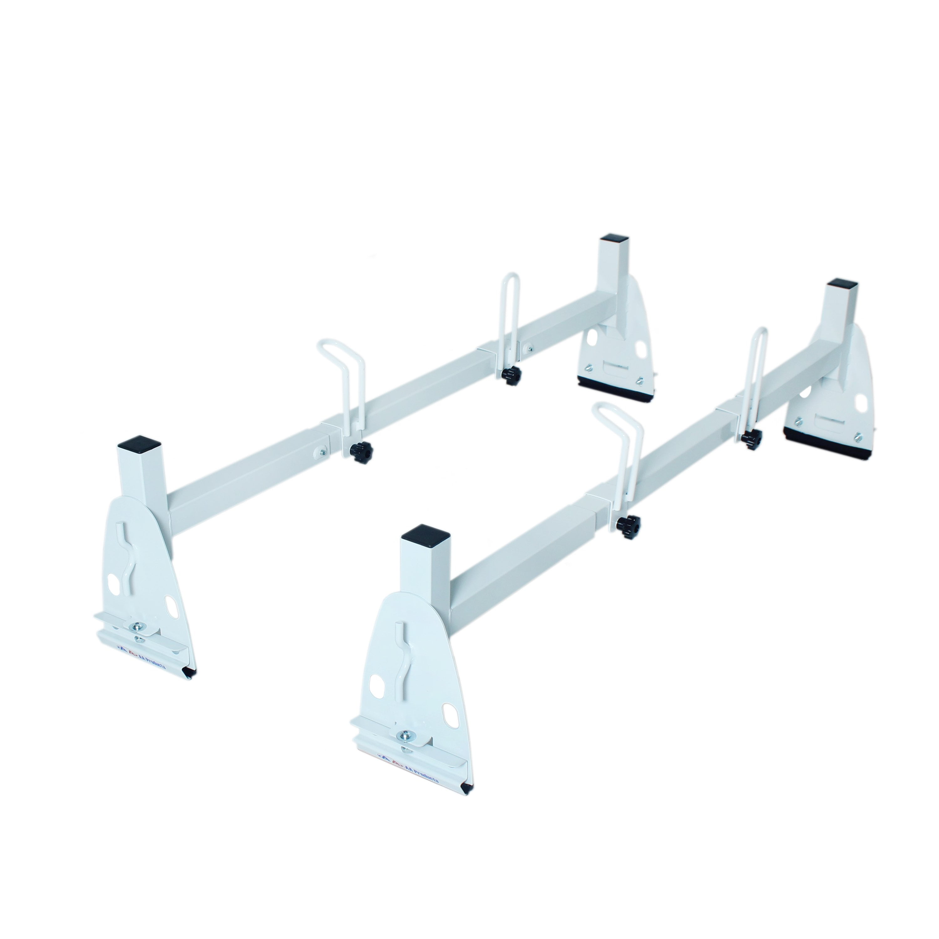 AA-Racks Model X217 Hightop Square Van Ladder Rack Rain-Gutter High Roof Rack 3 Bar Set White