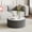 Grey, variant on 29.52" White Round Coffee Table, Drum Coffee Table with Sintered Stone Tabletop and Fluted PU Leather Covered and Stable Base, Circle Cocktail Tea Table for Living Room