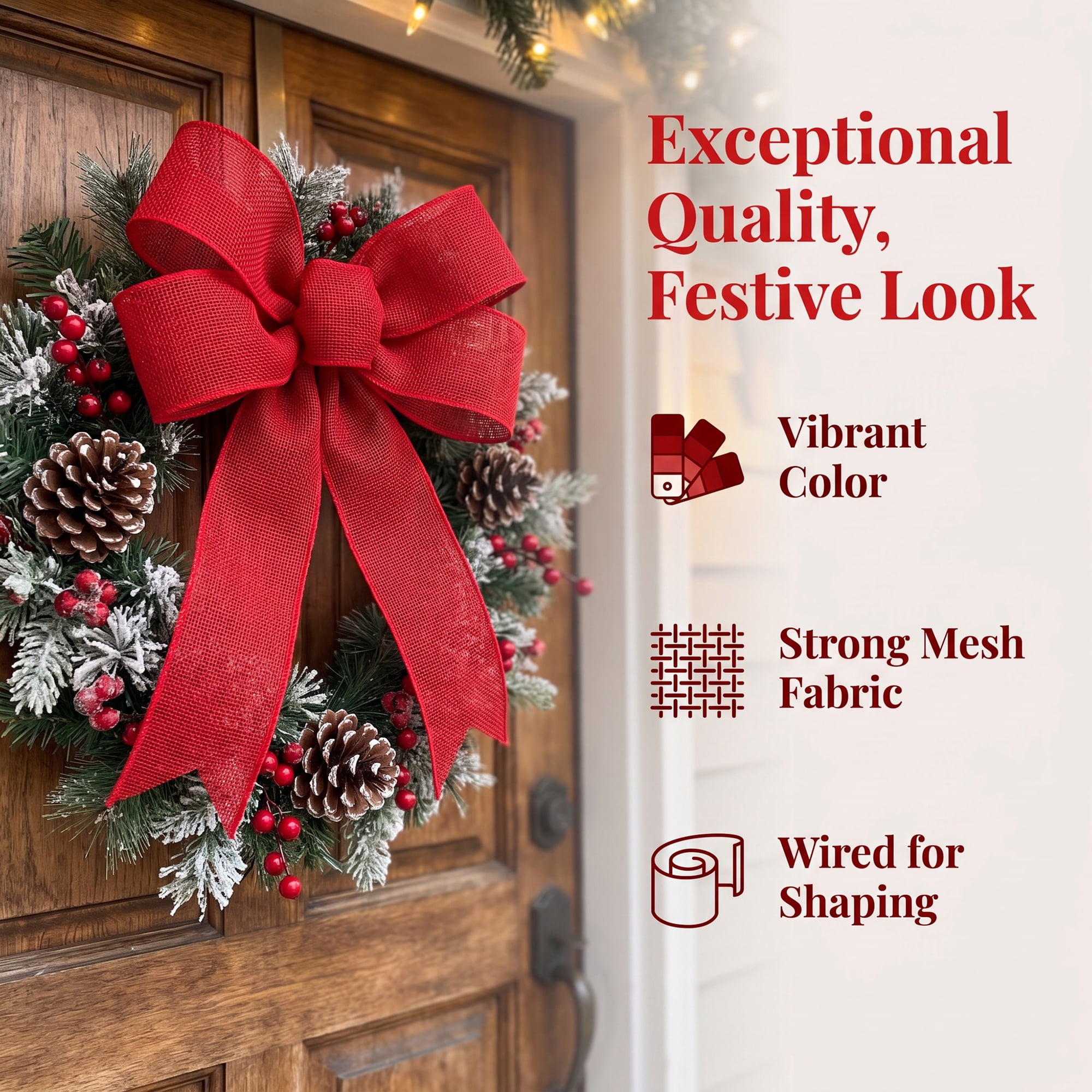 Unique Bargains Faux Burlap Ribbon for Elegant Gift Decoration Red 4.9 Yard