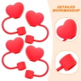 thumbnail image 5 of SOPOTUTU Heart Shaped Straw Cover Cap Red PVC 4Pcs 1.1X1X0.7In, 5 of 7