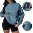 thumbnail image 2 of Sudadera con capucha para mujer,Sudadera informal de manga larga para mujer, jersey de poliéster con bolsillo multifuncional, ideal para viajar en avión y estar en casa, sopatenor, 2 of 9