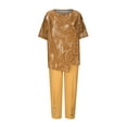 thumbnail image 4 of Ensembles d'Été pour Femmes 2023 Ensemble Imprimé Col Rond Manches Courtes Pull + Pantalon 2 Pcs en Solde, 4 of 6
