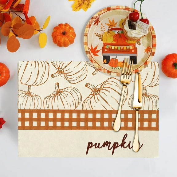 Oioii 17.72x11.81in Fall Paper Place Mats Maple Leaves Thanksgiving Place Mats Autumn Seasonal Decorative Paper Table Mats for Kitchen Dining Table Party Decoration, D