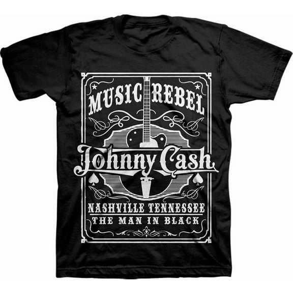 Men's Johnny Cash Music Rebel T-shirt Large Black