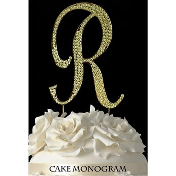 De Yi Enterprise  Monogram Cake Toppers - Gold Rhinestone - R