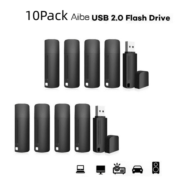 10Pack RAOYI 4GB USB 2.0 Flash Drive Pen Drive for PC Laptop,Black,Occasions Gifts