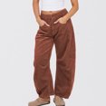 thumbnail image 2 of Diufon Women's Corduroy Pants Casual Mid-Rise Elastic Waist Pant Vintage Wide Leg Loose Trouser with Pockets, 2 of 7
