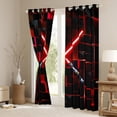 thumbnail image 3 of Erosebridal Red Gradient Light Curtains and Drapes (38x45),3D Geometric Plaid BlackoutCurtains for Bedroom,Neon Lights Curtains Pack of 2 (38x45) For Boys,Lightweight Room Decorative, 3 of 7
