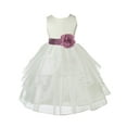 thumbnail image 2 of Ekidsbridal Girl Ceremonial Flower Girl Dress - Knee Length Ivory Organza with Tiebow 4613T-A (Size: S-12), 2 of 3
