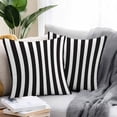 thumbnail image 2 of Throw Pillow Covers 16x16 Inch Set of 2, Black Striped Waterproof Outdoor Pillow Covers, Modern Farmhouse Black White Stripes Decorative Cushion Pillowcases for Couch, Sofa, Bed, Garden, Patio, 2 of 9