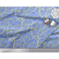 thumbnail image 2 of Soimoi Blue Velvet Fabric Blueberry Leaves Fabric Prints By Yard 60 Inch Wide, 2 of 3