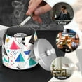 thumbnail image 4 of Yayeee Ashtray with Lid for Cigarette Smokeless Stainless Steel Home Ash Holder, Green Retro Triangles, 4 of 7