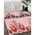 thumbnail image 3 of Ahgly Company Machine Washable Indoor Square Transitional Light Rose Pink Area Rugs, 3' Square, 3 of 7