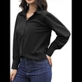 thumbnail image 3 of Blusa Elegante de Larga para Mujer, Estilo Informal, con Cuello Abotonado y Plisada Al Frente. Negro XXL, 3 of 8