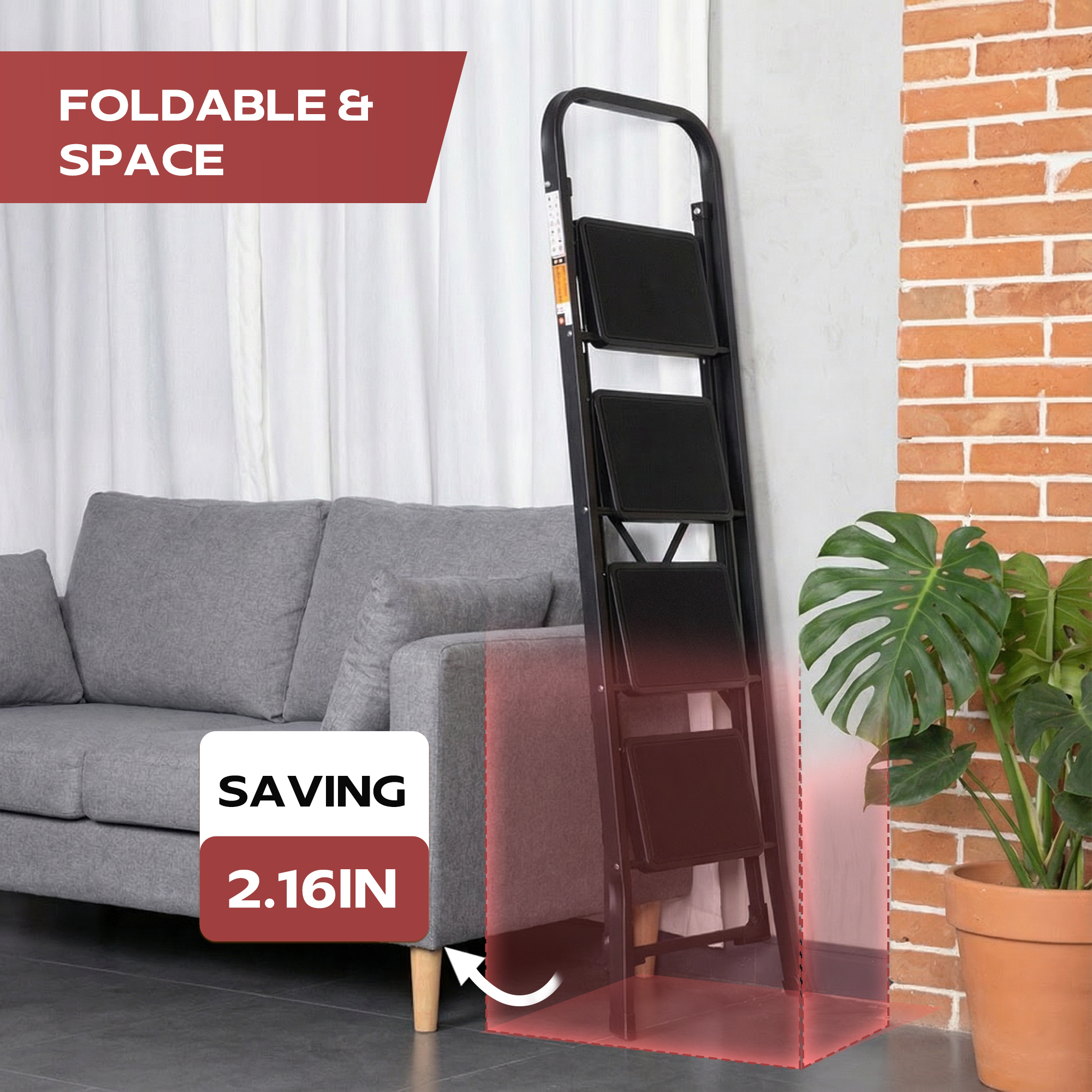 Primy 4-Step Folding Ladder, 350 Lb Capacity photo 3