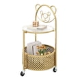 thumbnail image 1 of Gymax Table Basse Mobile en Verre à 2 Niveaux avec Panier de Rangement Motif Ours Transparent et Doré, 1 of 10