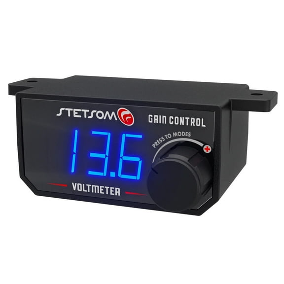 Stetsom 4 in 1 Universal Bass Knob Gain Control Voltmeter with RCA Input Blue LED Display GAINCTL
