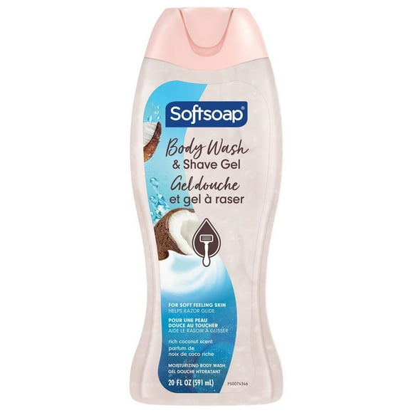 Softsoap Gel Douche Hydratant et de Rasage pour le Corps, Parfum de Noix de Coco Riche Bouteille de 591 ml