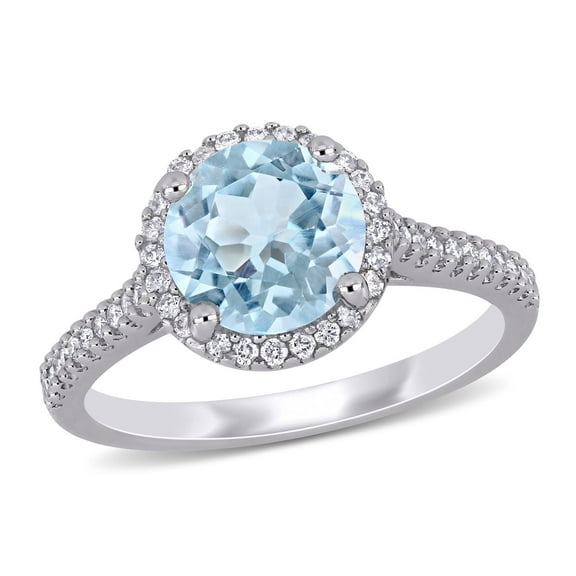 Everly Women's Aquamarine 14K White Gold Engagement Ring