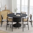 thumbnail image 2 of 52 in. Soild Wood Black Dining Table Round Kitchen Table, 2 of 5