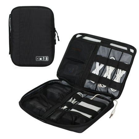 Hynes Eagle Travel Cable Organizer Case Cord Storage Bag Eletronics Pouch for 10.5 inches iPad Pro Black