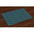 thumbnail image 1 of Ambesonne Flower Place Mats Set of 4, Summer Illustration, Standard Size, Orange Dark Blue, 1 of 4