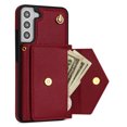 thumbnail image 2 of Nalacover Case for Samsung Galaxy S21 FE, Crossbody Wallet Case with Card Slots Holder, PU Leather Lanyard Shoulder Strap Purse Cover with Kickstand Shockproof Case, Red, 2 of 10