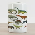 thumbnail image 2 of Dinosaur Ceramic Toothbrush Holder, Various Different Animals from Jurassic Period Cartoon Mammals Pattern, Decorative Versatile Countertop for Bathroom, 4.5" X 2.7", Multicolor, 2 of 4