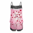 thumbnail image 4 of Women's Valentine's Day Lace Sling Tank Top and Spliced Shorts 2 Piece Pajama Set, 4 of 5