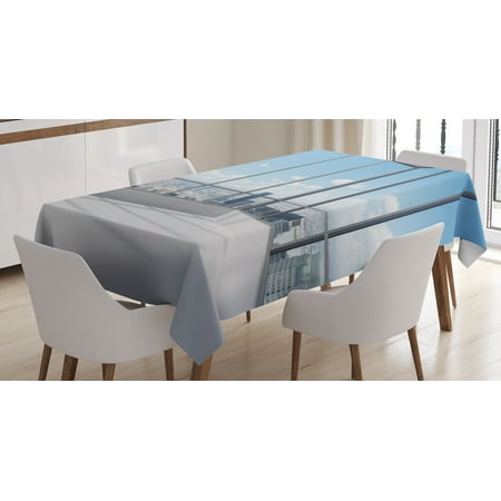 modern decor tablecloth, cityscape office with big windows clear