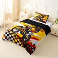 thumbnail image 2 of Manfei Cool Motorbike Twin Comforter Sets,Checkered Pattern Bedding Set,Yellow,Black Reversible,2-Piece,1 Comforter and 1 Pillowcase, 2 of 7