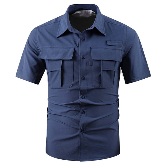 Timoontee Men's Short Sleeve Basic T Shirt Breathable Fabric Moisture Wicking Crew Neck Pocket Detail Versatile Style For Blue XXL