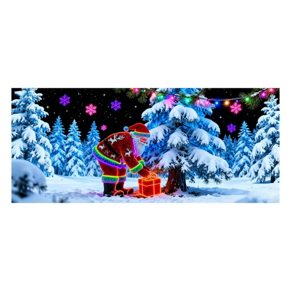SIfdSeng Get it Fast Activated Garage Door Banner Luminous 2D Flat Holiday Garage Door Santa and Patterns Indoor and Outdoor Party
