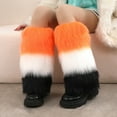 thumbnail image 6 of Yokua Furry Plush Contrast Color Leg Warmer Warm Winter Fashion Boot Cuffs Gaiters, 6 of 20